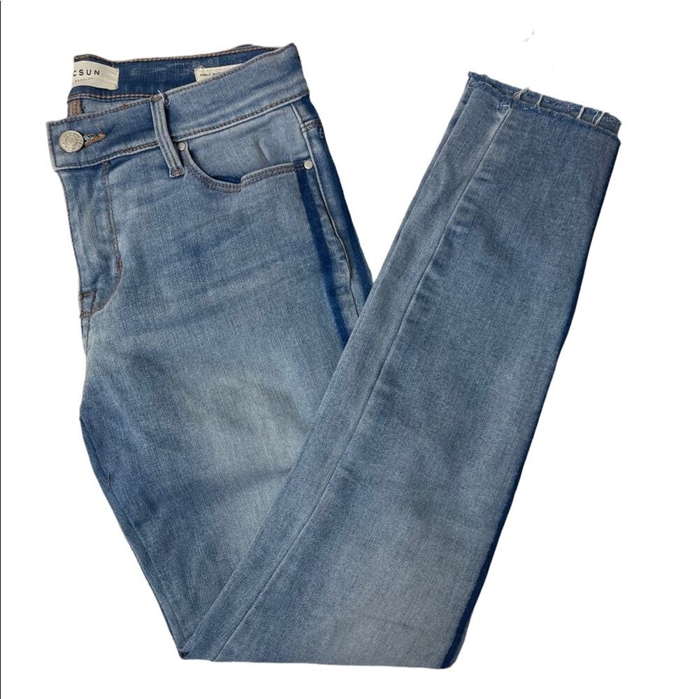 PACSUN Mid Rise Skinny Ankle Light Rinse Indigo Stripe Denim Jean Size 25